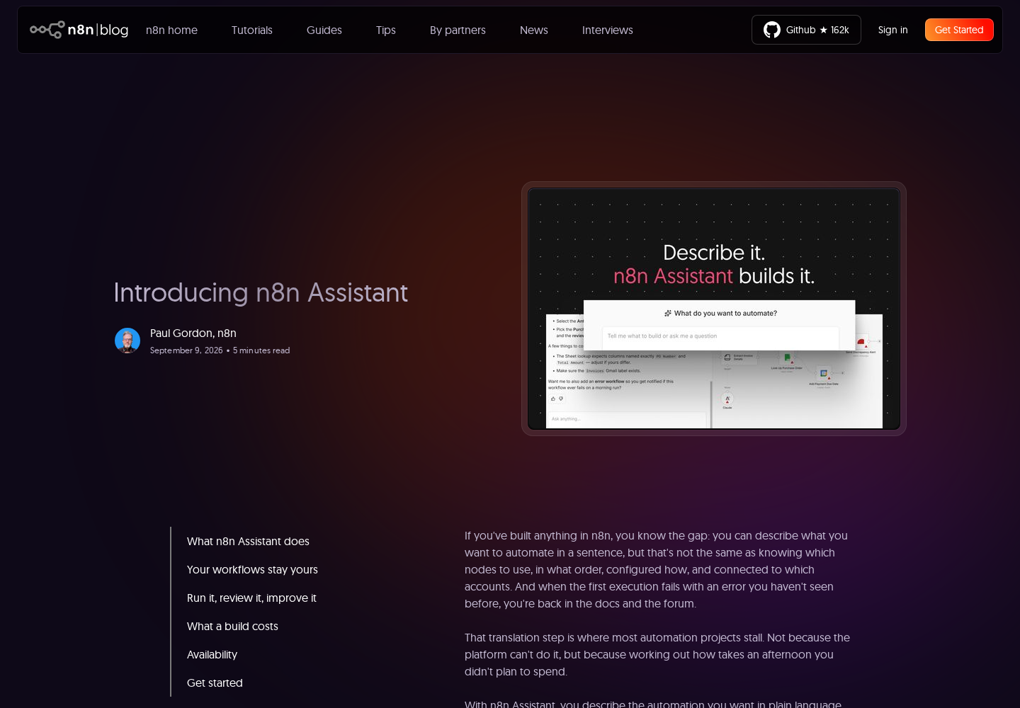 Offizielle Produktansicht des Assistenten auf dem n8n-Canvas